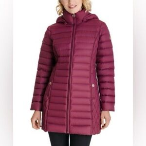 MICHAEL Michael Kors Packable Down Fill Puffer Jacket Burgundy Sz Medium